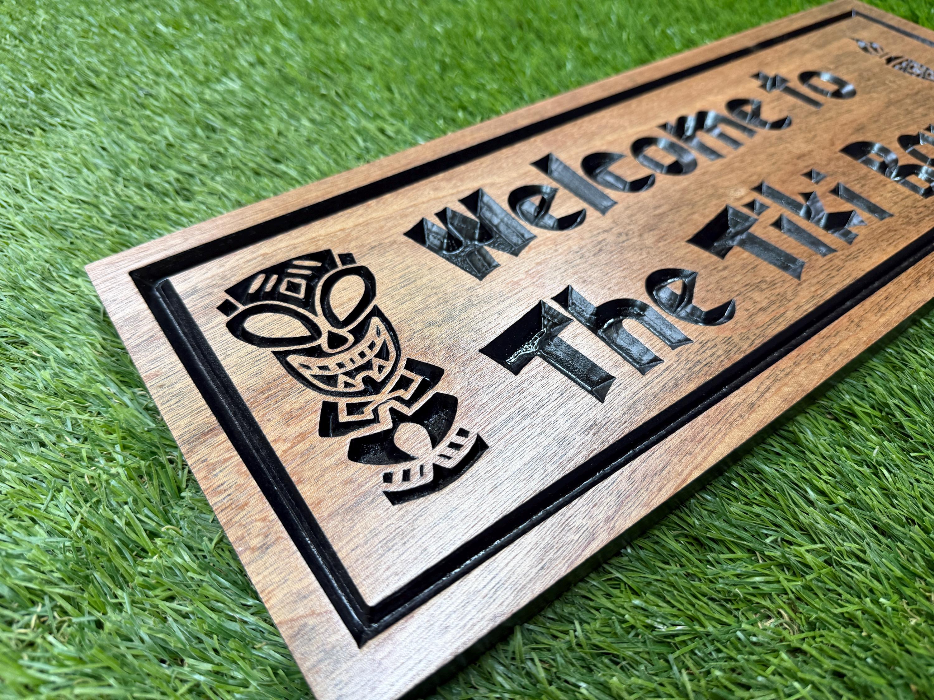 Tiki Bar Sign Wedding Gift, Couples Bar Sign Personalized, Custom Tropical Bar Decor Carved Hardwood, Anniversary Bar Gift Wood