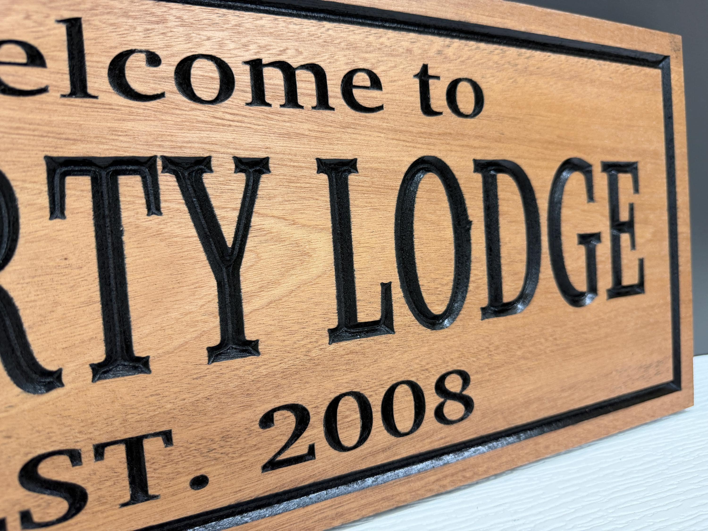 Custom Lodge Sign, Personalized Cabin Welcome Sign with Established Date, Carved Wood Vacation Home Airbnb Decor, Hunting Lodge Gift