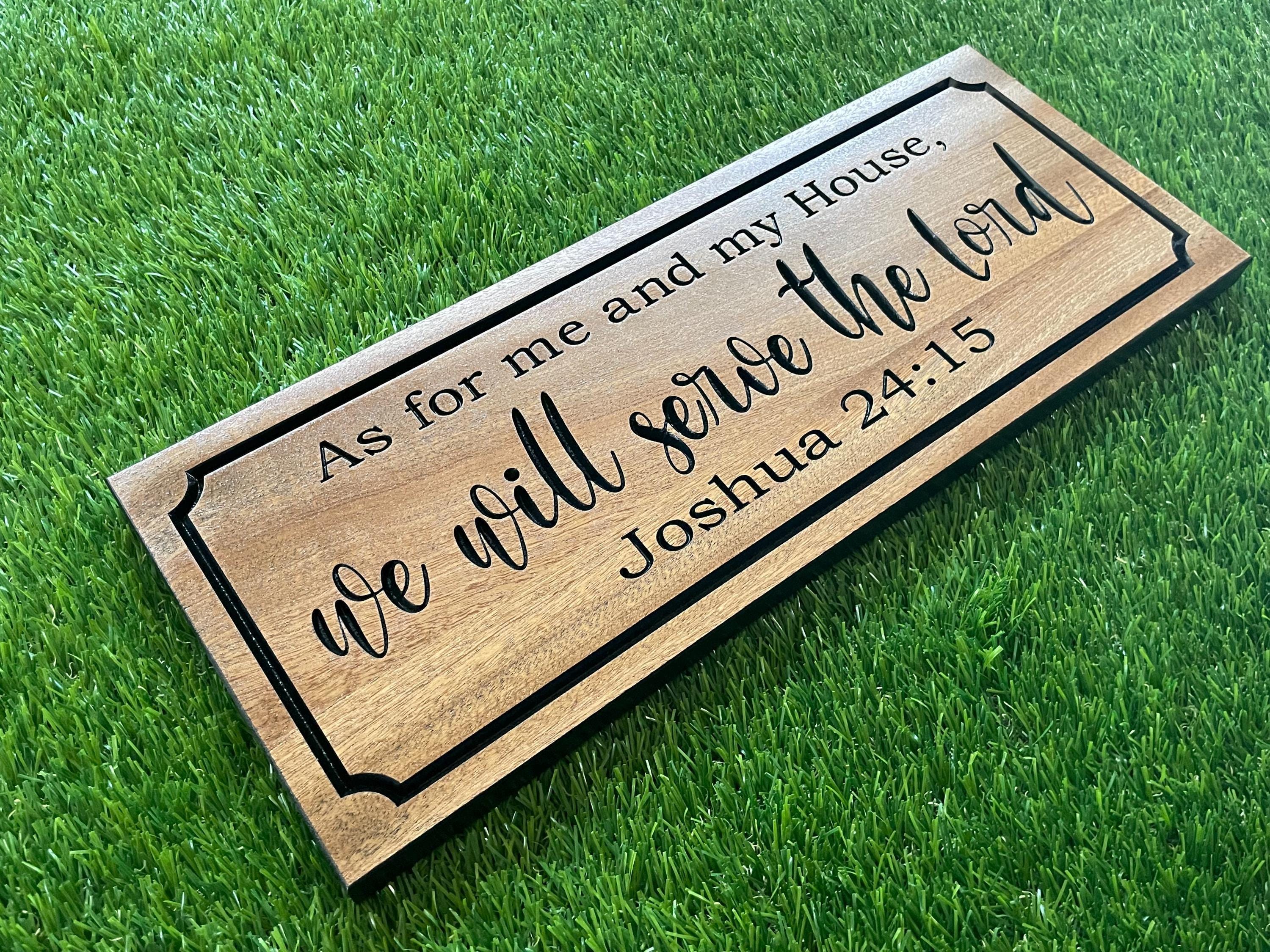 Joshua 24:15 Family Name Sign Custom Wood, As For Me and My House Scripture, Personalized Family Scripture Plaque Carved