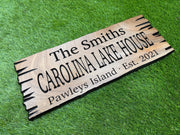 South Carolina Lake House Sign Custom Wood Live Edge, SC Cabin Sign Personalized, Lowcountry Home Sign Carved Hardwood Carolina