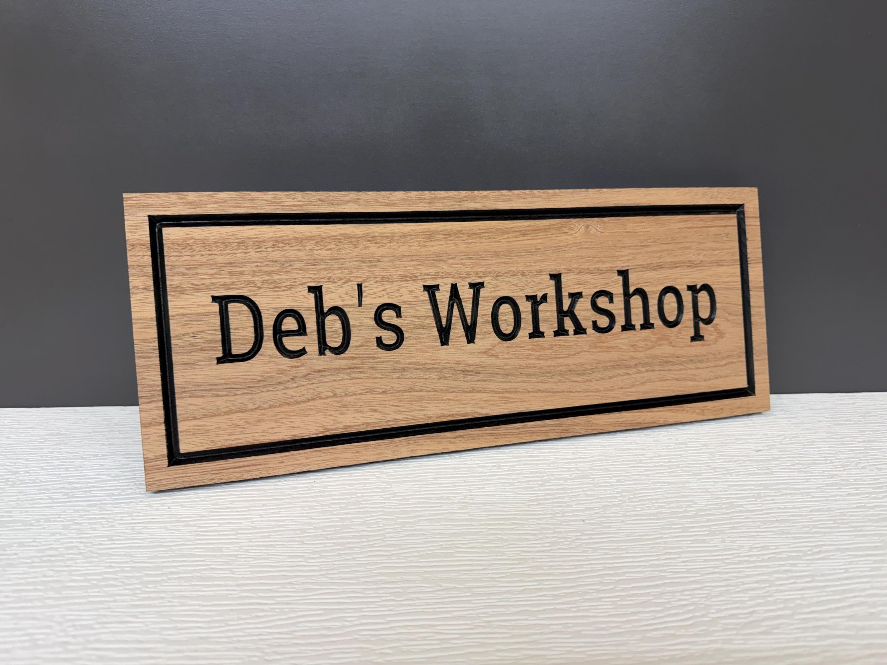 Personalized Women's Workshop Sign, Custom Craft Room Sign, She Shed Sign, Gift for Her, Carved Wood Studio Sign for Women