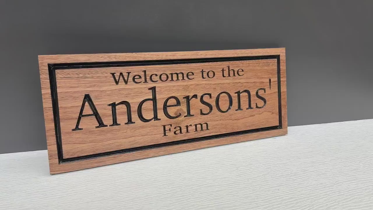 Load video: Custom Farm Sign, Personalized Family Farm Name Sign, Carved Wood Ranch Homestead Decor, Farmhouse Entrance Sign, Gift for Farmer