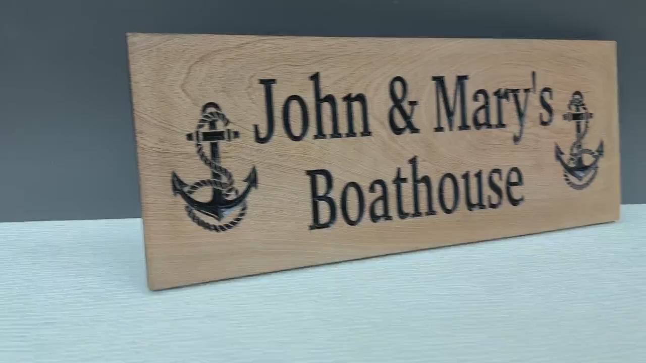 Load video: Nautical Anchor Lake Sign, Boathouse, Lake House Welcome Sign Custom Wood, Personalized Lake Home Name Sign, Waterfront Property Decor,
