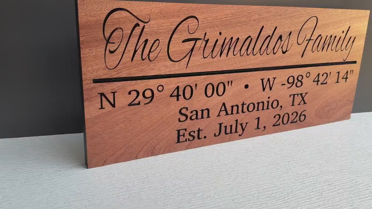 Load video: GPS Coordinates Sign Custom Wood, Latitude Longitude Location Sign, Where We Met Sign, Personalized Place Sign Carved Hardwood